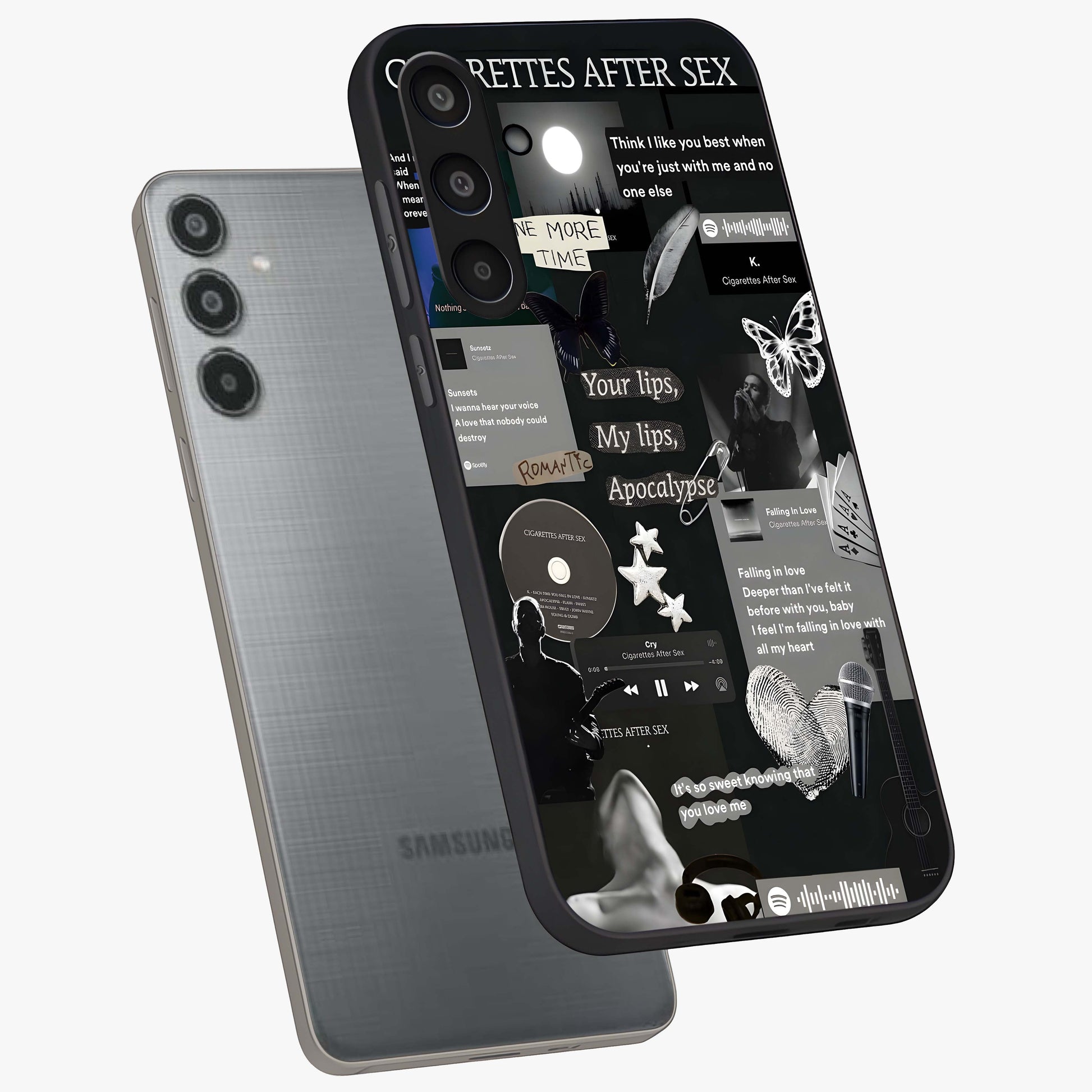 Midnight Love Echo Glass Case displayed in angled mockup highlighting elegant love inspired design with deep aesthetic style.