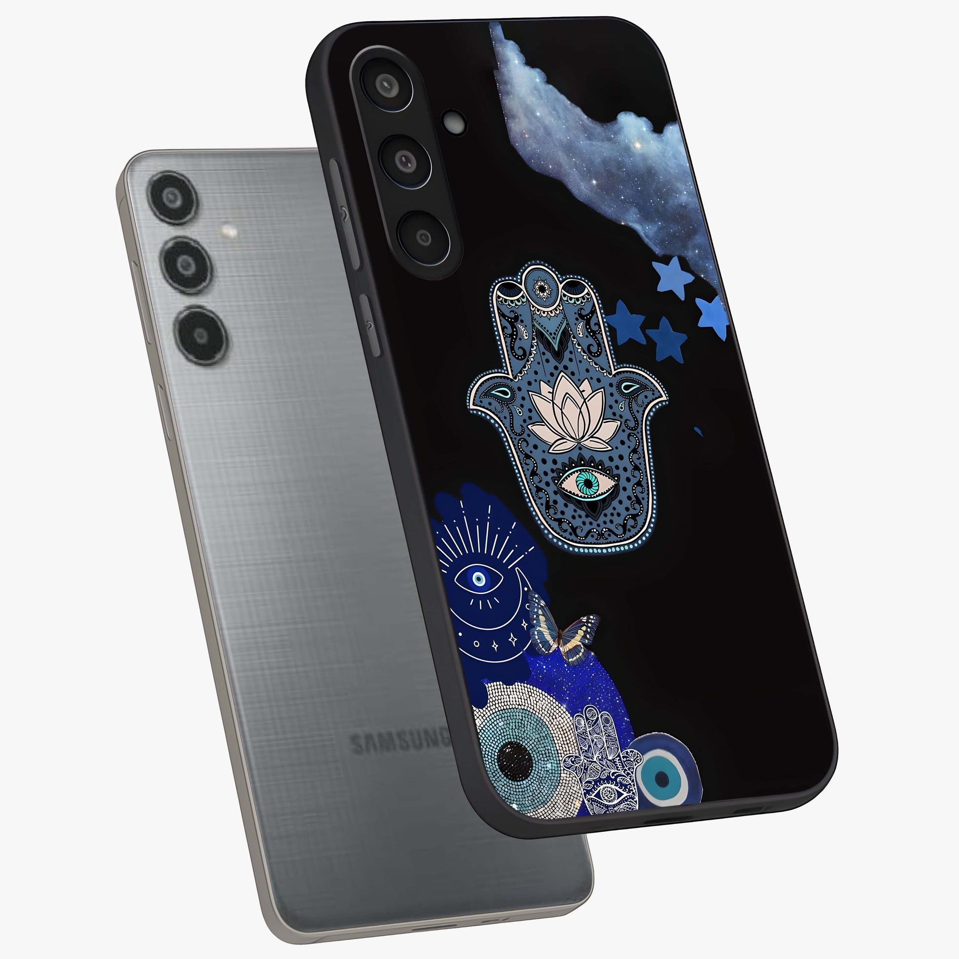 Mystic Hand Aura Glass Case displayed in angled mockup highlighting magical aura design with spiritual aesthetic style.
