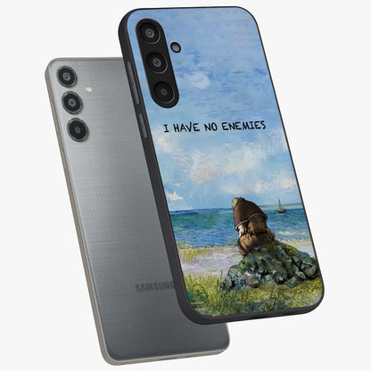 Peace Beyond War Glass Case displayed in angled mockup highlighting meaningful message design with artistic aesthetic style.