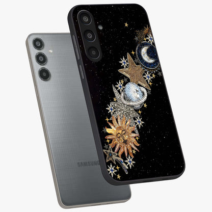Pearls Universe Object Glass Case displayed in angled mockup highlighting celestial pearl design with dreamy aesthetic.