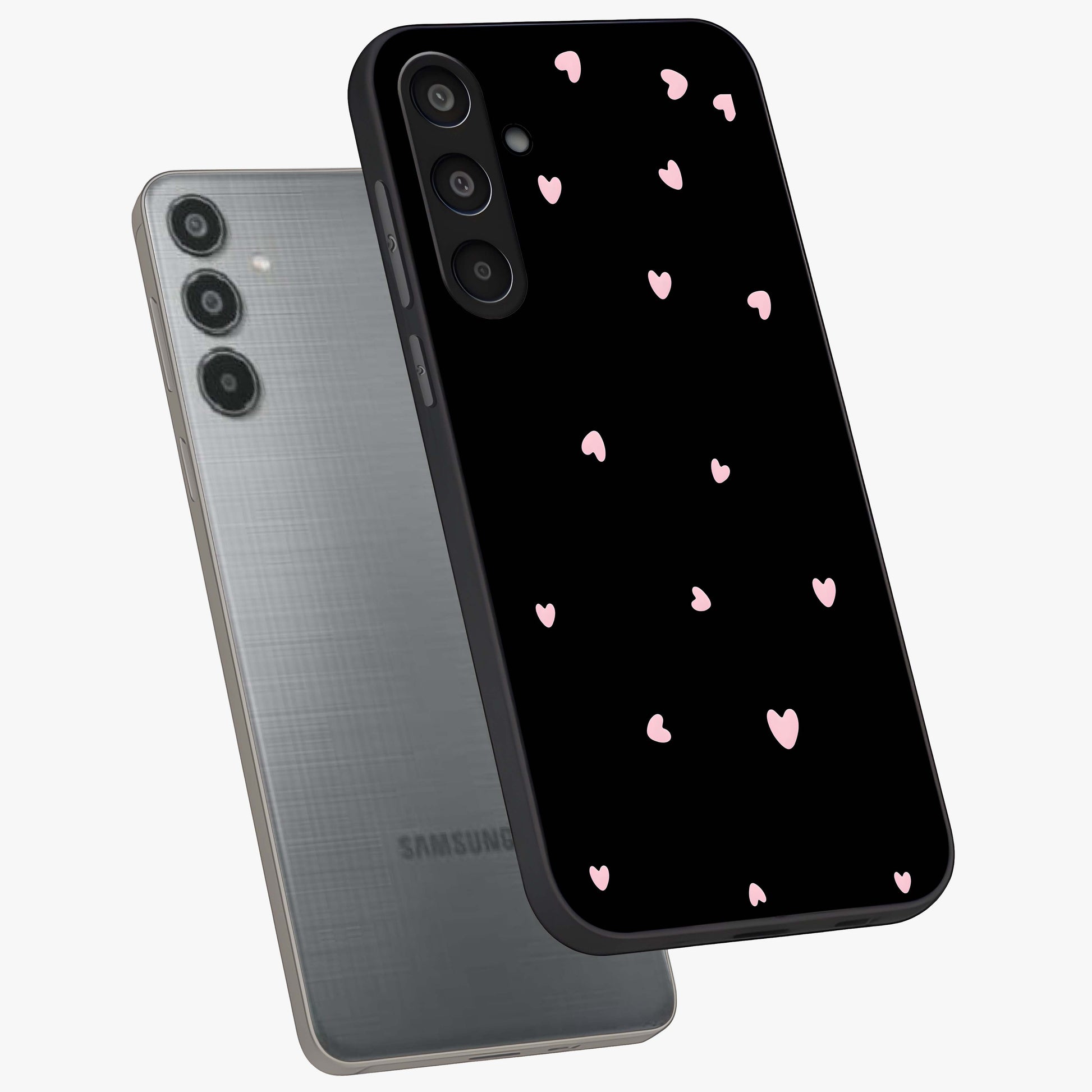 Pink Love Drops Glass Case displayed in angled mockup highlighting cute love drop design with vibrant pink aesthetic.
