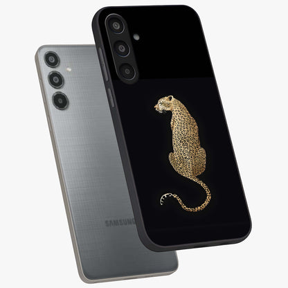 Regal Leopard Glass Case displayed in angled mockup highlighting powerful animal illustration with stylish wild aesthetic.