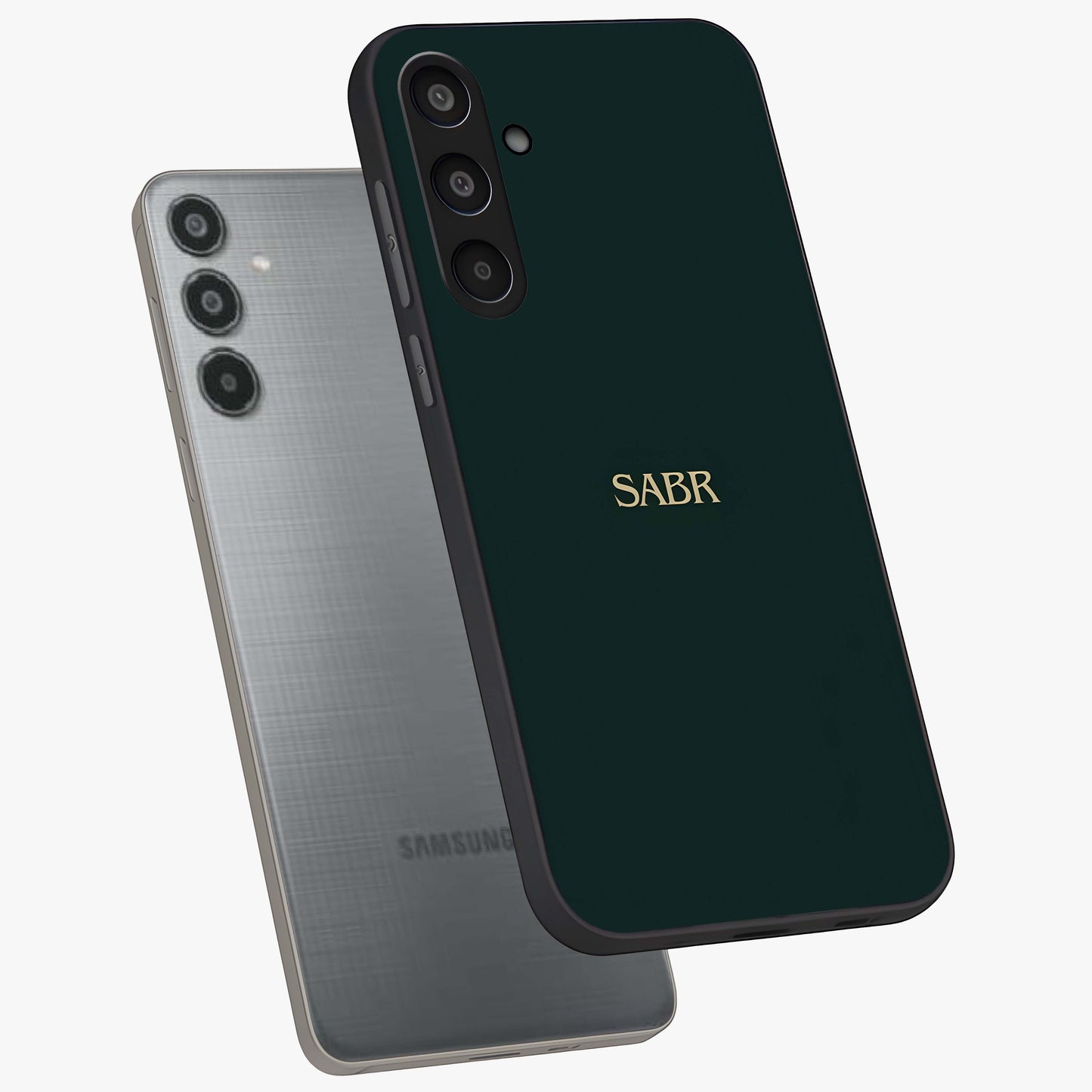 Sabr Minimal Patience Glass Case displayed in angled mockup highlighting simple inspirational design with clean aesthetic style.