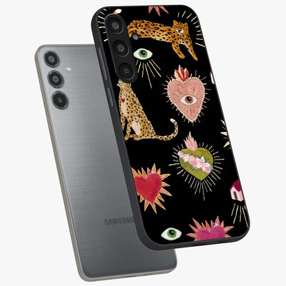 Sacred Jungle Heart Glass Case displayed in angled mockup highlighting lush tropical design with natural aesthetic style.