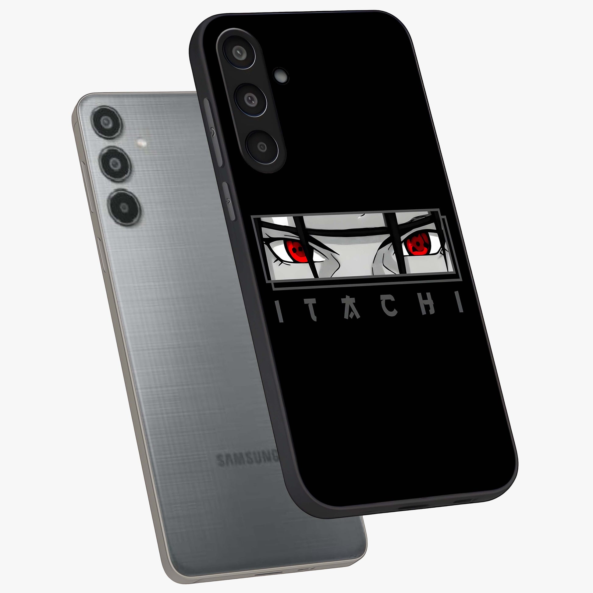 Scarlet Gaze Dominance Glass Case displayed in angled mockup highlighting intense visual design with bold scarlet aesthetic.