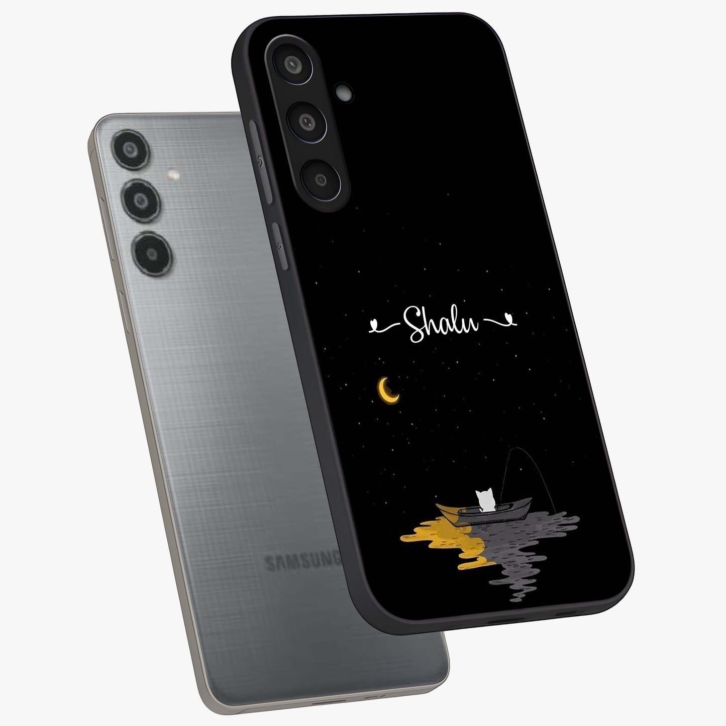 Silent Night Row Glass Case displayed in angled mockup highlighting peaceful evening design with dreamy night aesthetic.