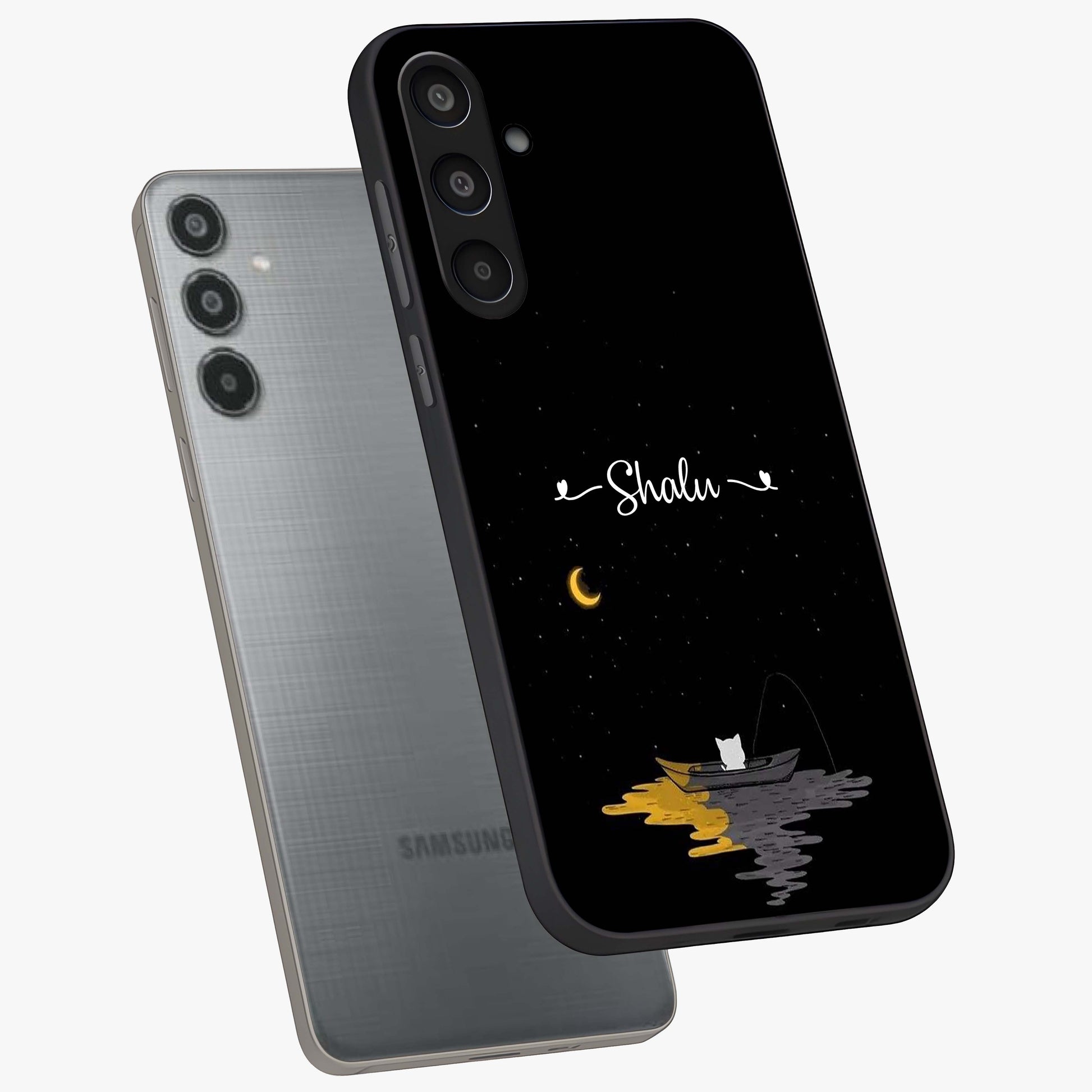 Silent Night Row Glass Case displayed in angled mockup highlighting peaceful evening design with dreamy night aesthetic.