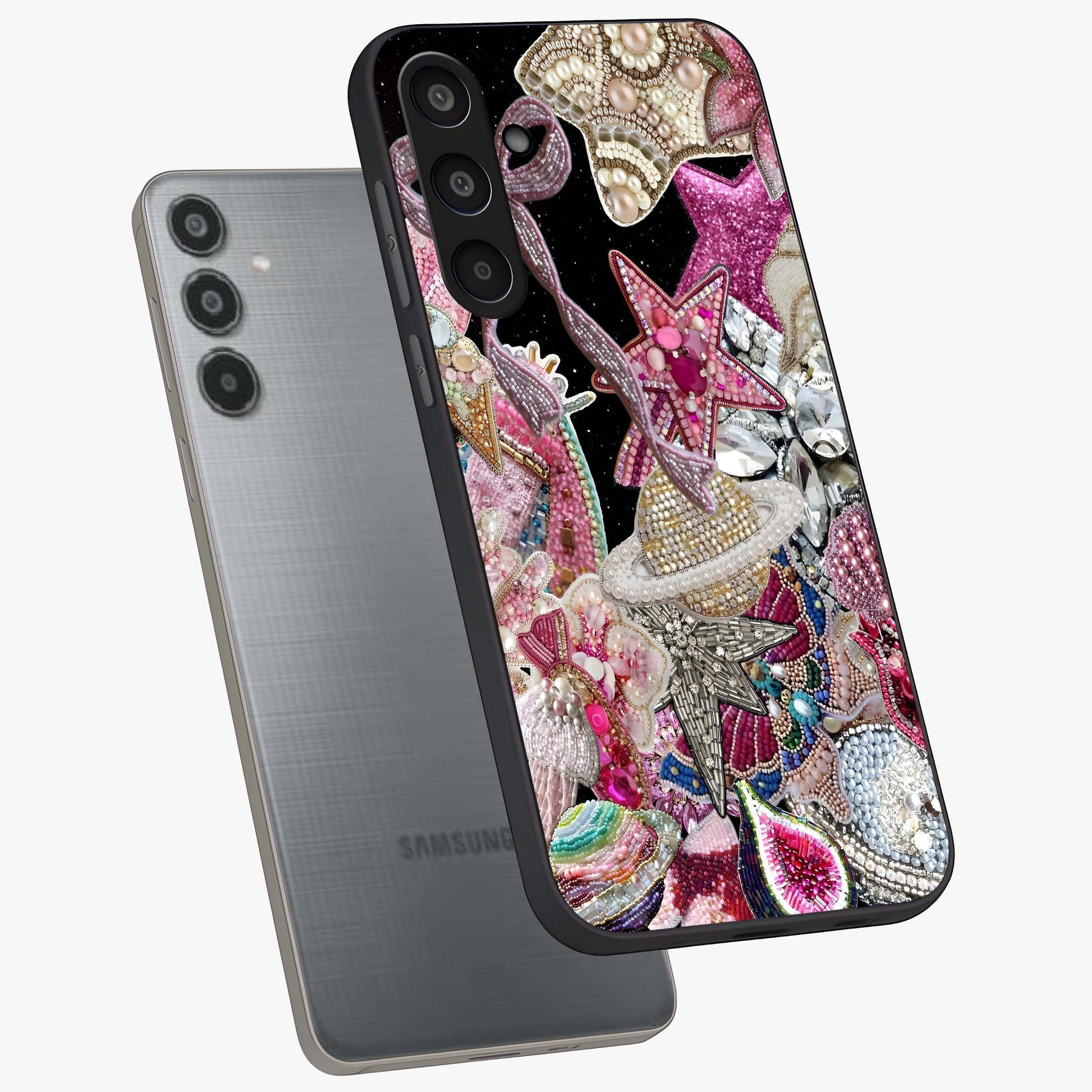 Starlit Jewel Dream Glass Case displayed in angled mockup highlighting glowing celestial jewel design with dreamy aesthetic.