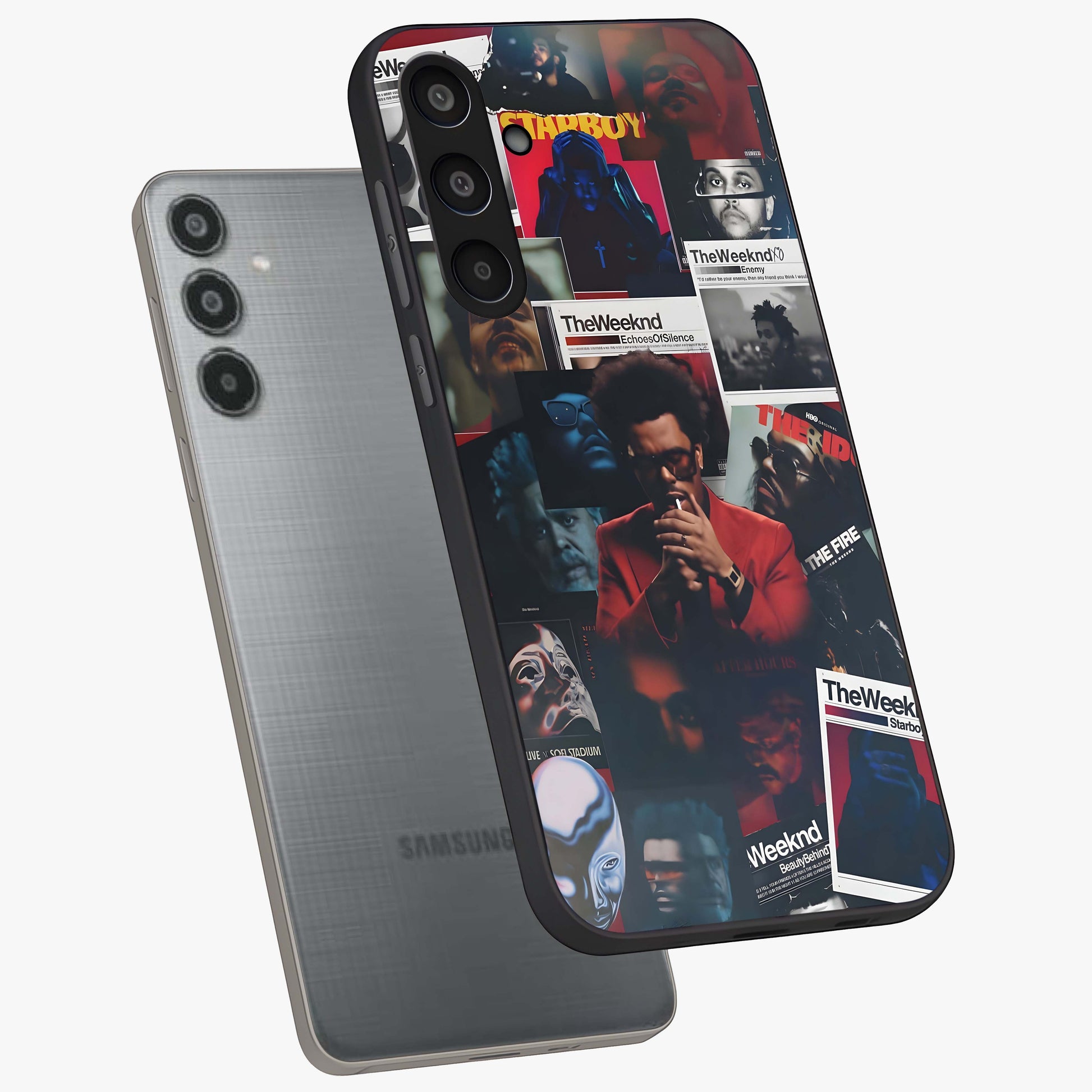 The Weeknd Glass Case displayed in angled mockup highlighting stylish pop culture inspired design with modern aesthetic.
