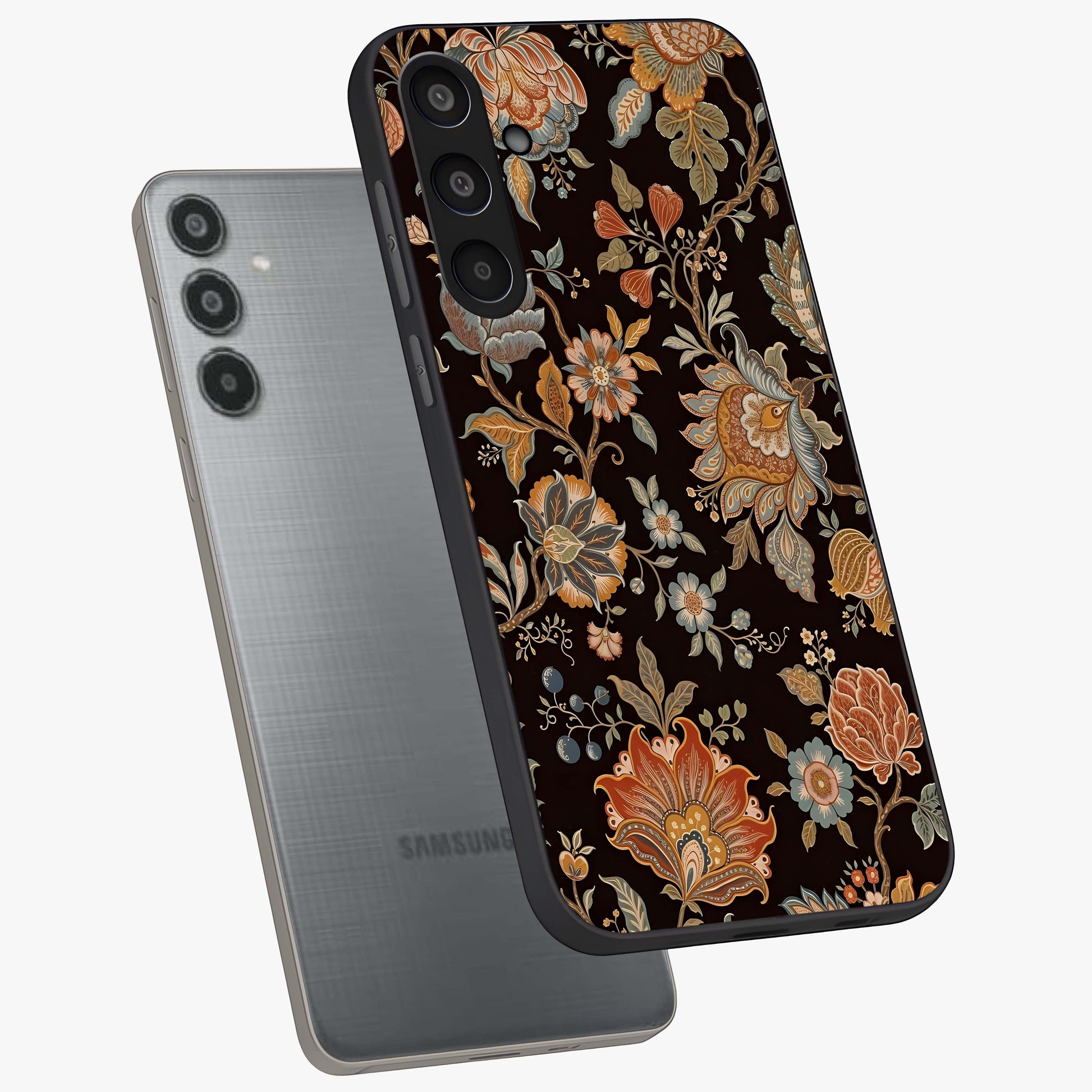 Vintage Floral Dream Glass Case displayed in angled mockup highlighting elegant vintage flower design with soft aesthetic style.