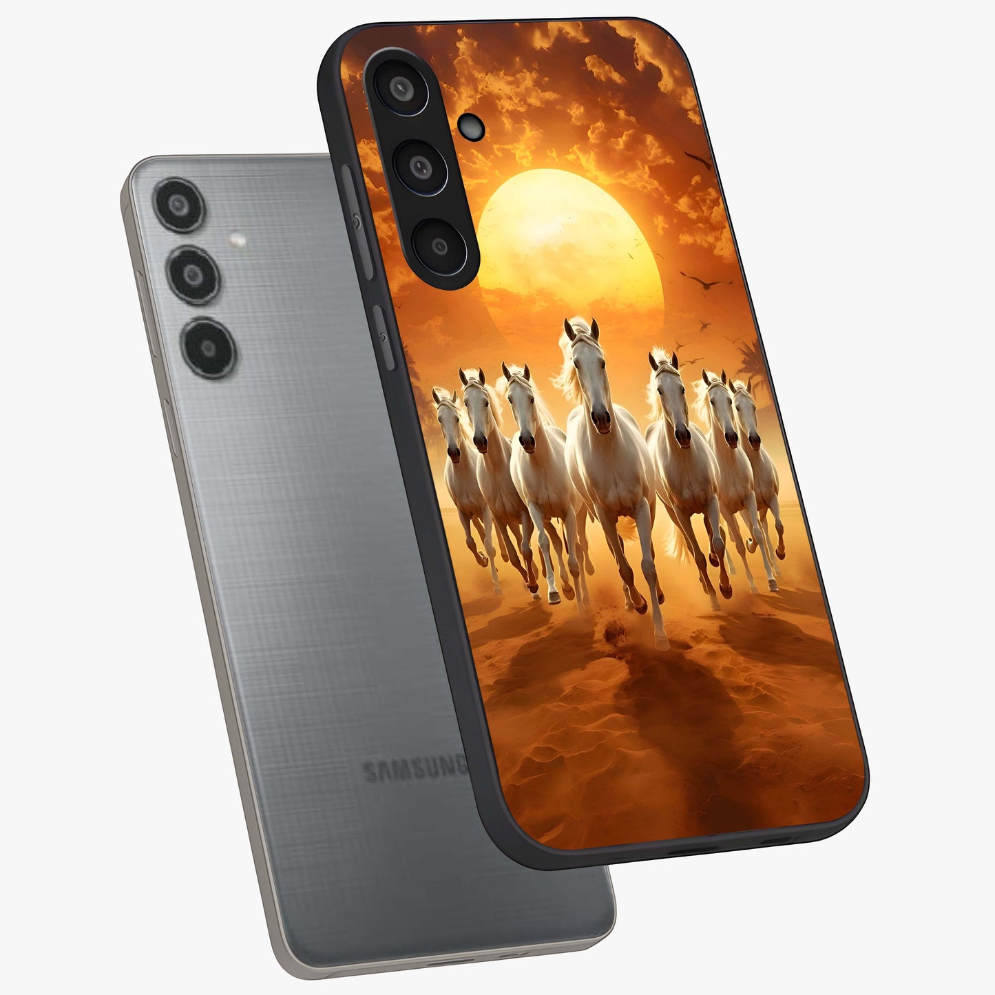 Wild Sunset Majesty Glass Case displayed in angled mockup highlighting vibrant sunset sky design with scenic aesthetic.
