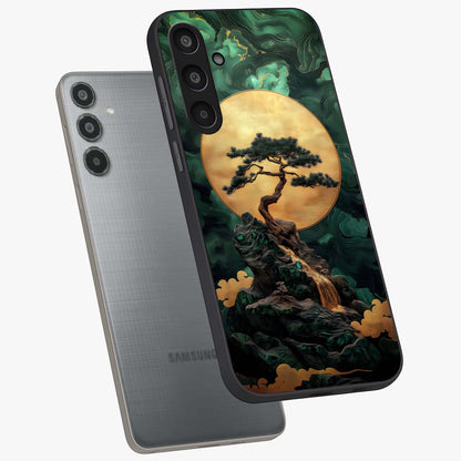 Zen Moon Rise Glass Case displayed in angled mockup highlighting peaceful lunar design with zen aesthetic style.