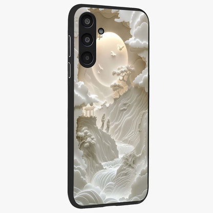 Celestial Origami Glass Case upright view showcasing creative origami artwork with modern celestial style.