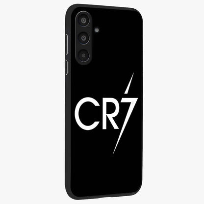 Cr7 Elite Strike Glass Case upright view showcasing energetic football inspired design with modern sports aesthetic.
