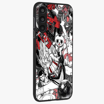 Crimson Chaos Panel Glass Case upright view showcasing intense crimson artwork with dramatic aesthetic style.
