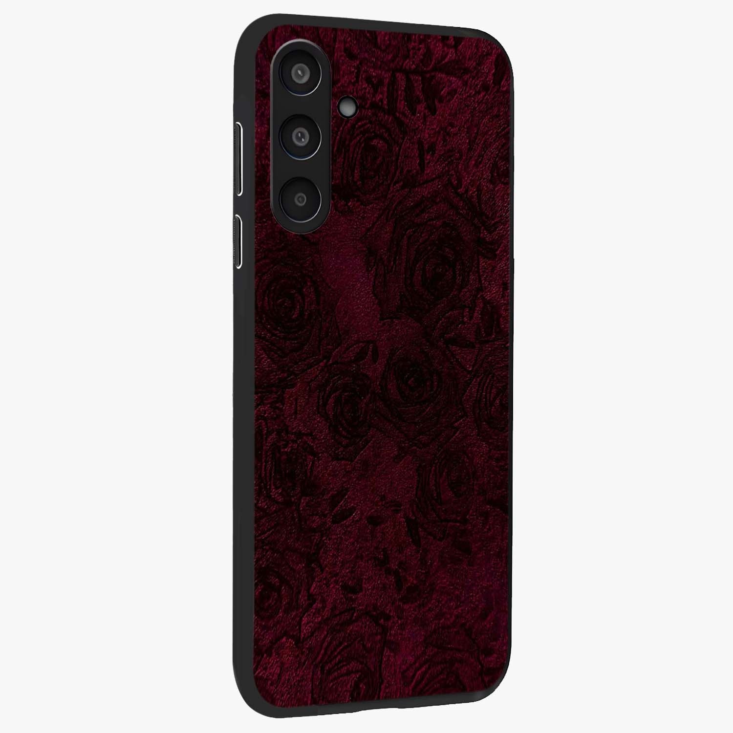 Crimson Fade Flow Glass Case upright view showcasing dynamic crimson flow artwork with stylish abstract theme.