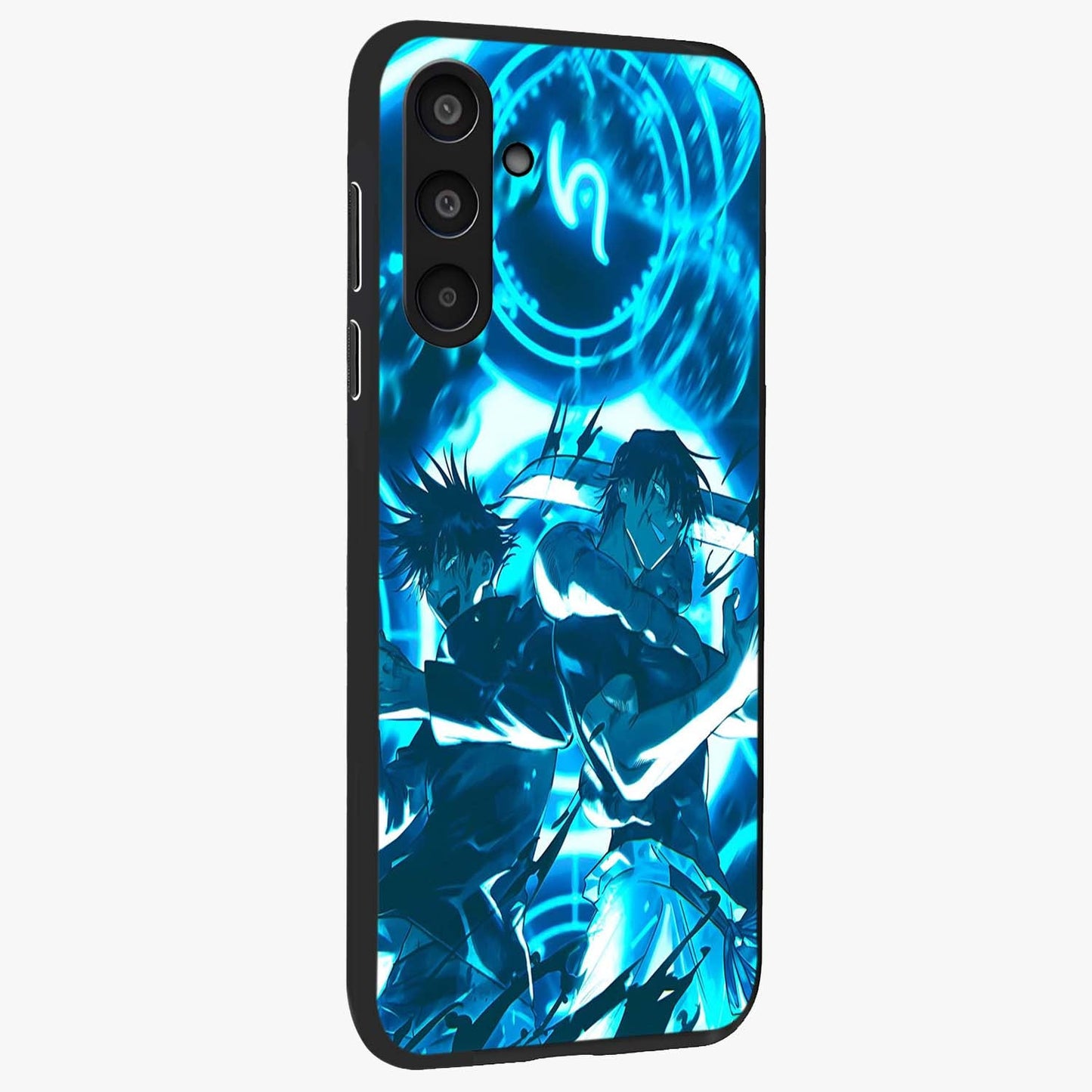 Cursed Energy Clash Glass Case upright view showcasing dramatic clash artwork with bold supernatural theme.