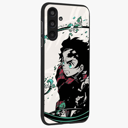 Demon Slayer Glass Case upright view showcasing powerful anime artwork with intense warrior theme.