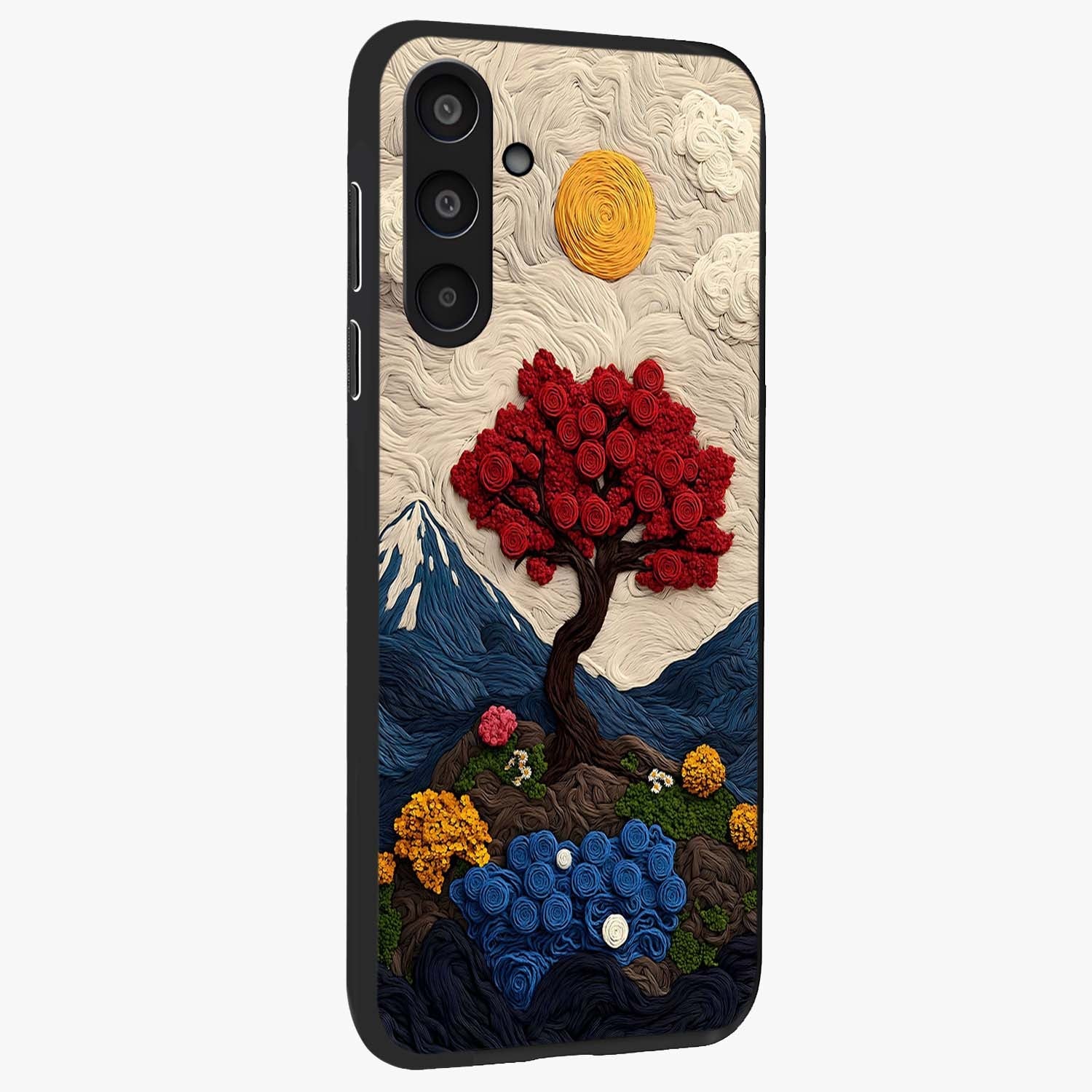 Eternal Nature Tapestry Glass Case upright view showcasing elegant nature tapestry design with decorative style.