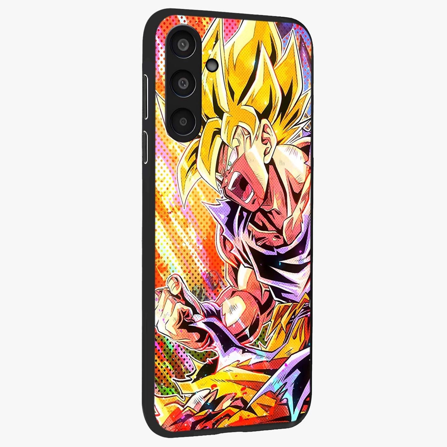 Firing Goku Glass Case upright view showcasing energetic anime artwork with bold warrior theme.