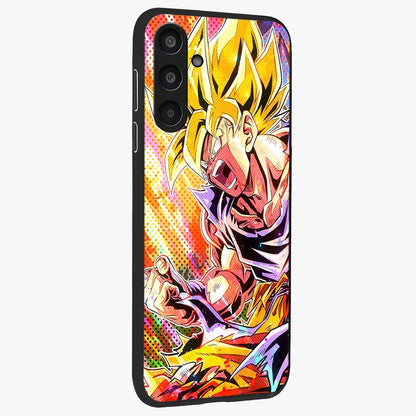 Firing Goku Glass Case upright view showcasing energetic anime artwork with bold warrior theme.