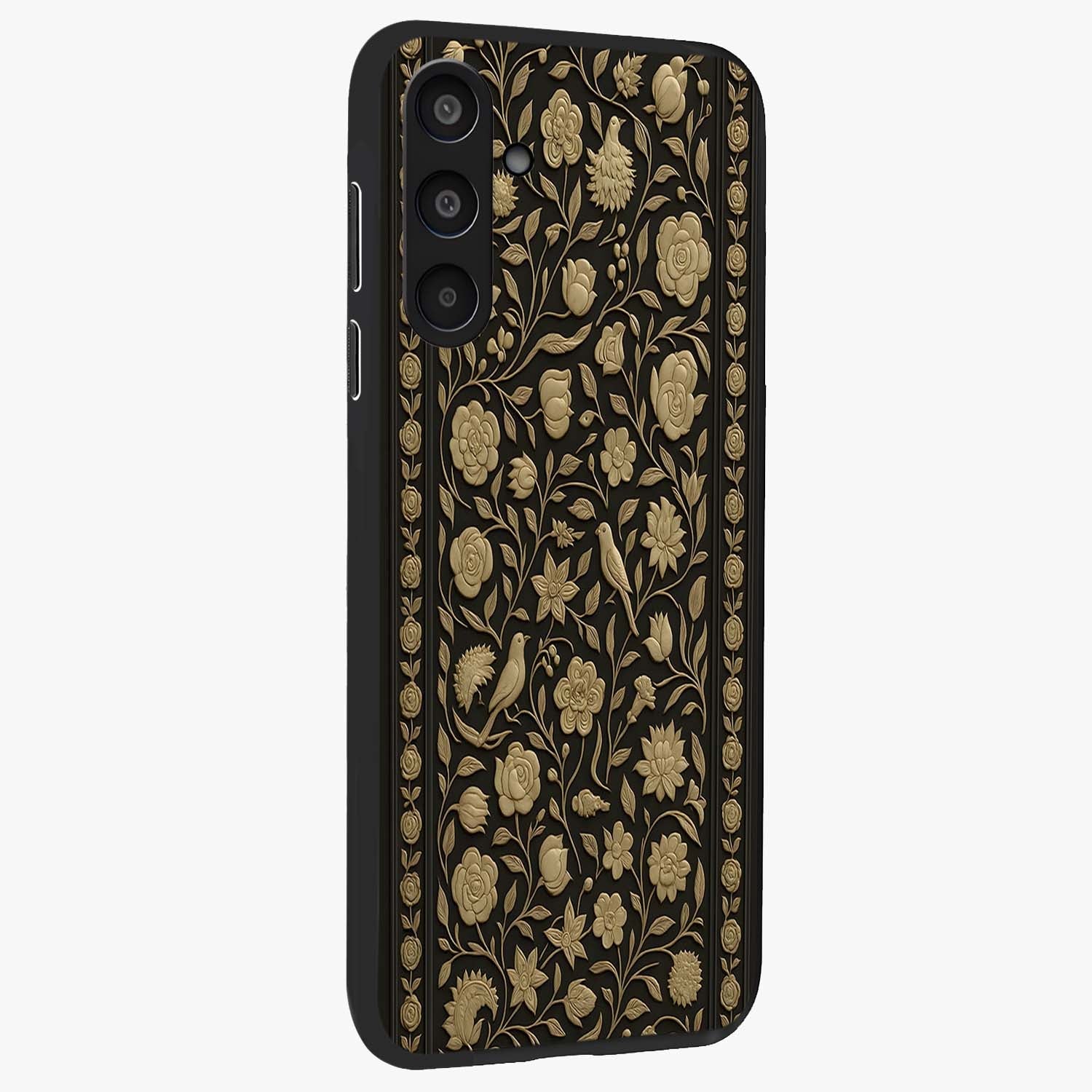 Golden Evil Eye Mandala Glass Case upright view showcasing decorative evil eye mandala artwork with spiritual aesthetic style.