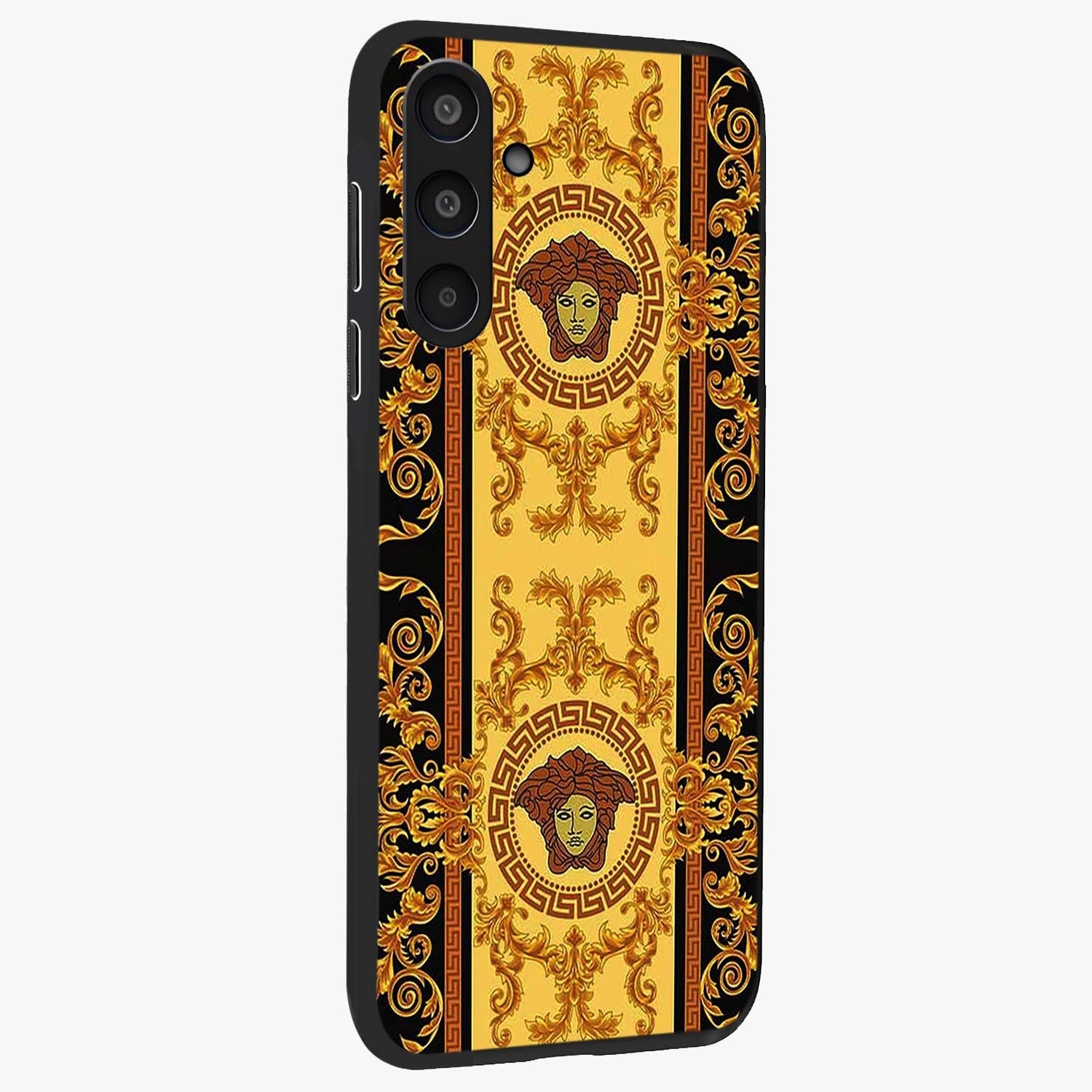 Golden Lotus Glow Glass Case upright view showcasing luminous lotus artwork with peaceful divine theme.