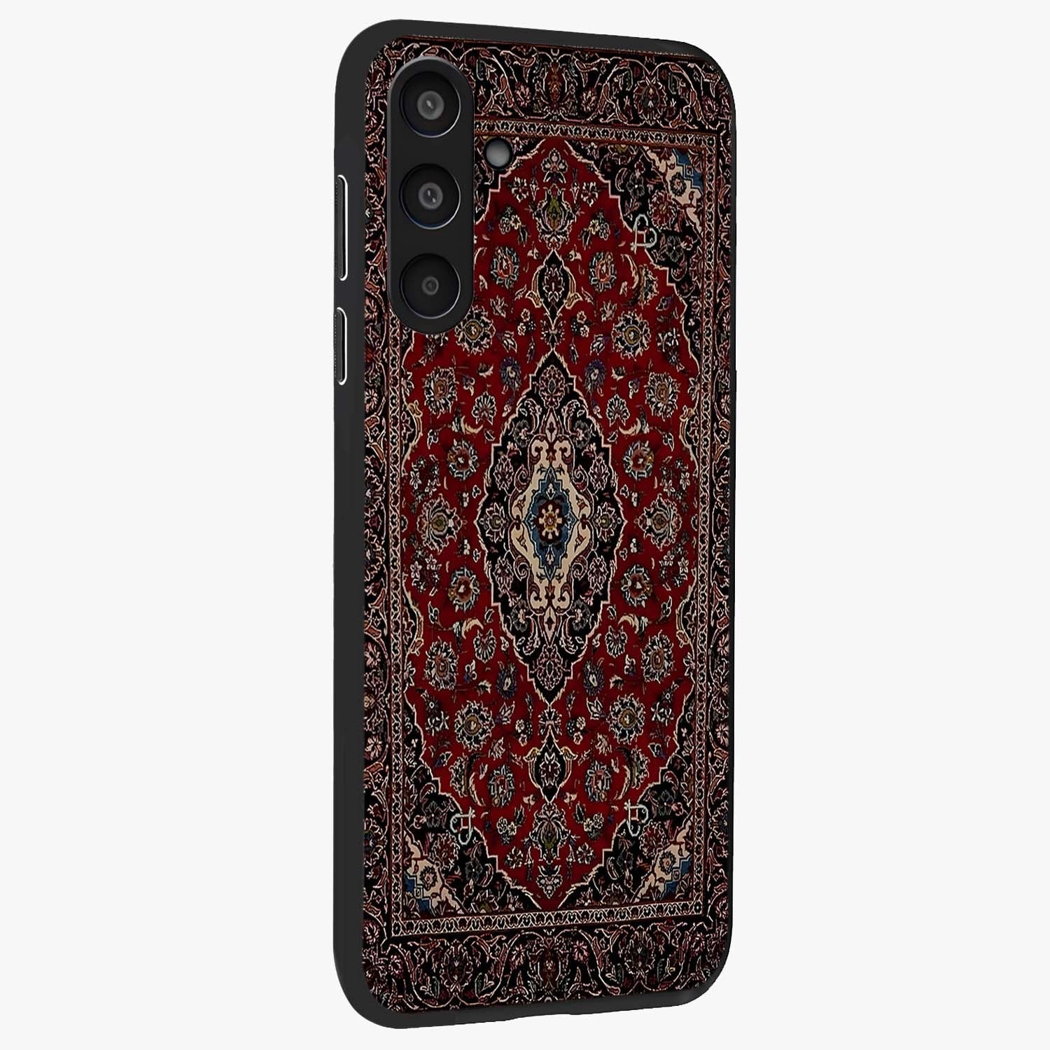 Heritage Carpet Royale Glass Case upright view showcasing detailed ornamental artwork with luxurious traditional theme.