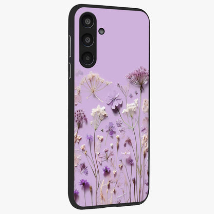 Lavender Blossom Dream Glass Case upright view showcasing delicate lavender blossom artwork with peaceful floral theme.
