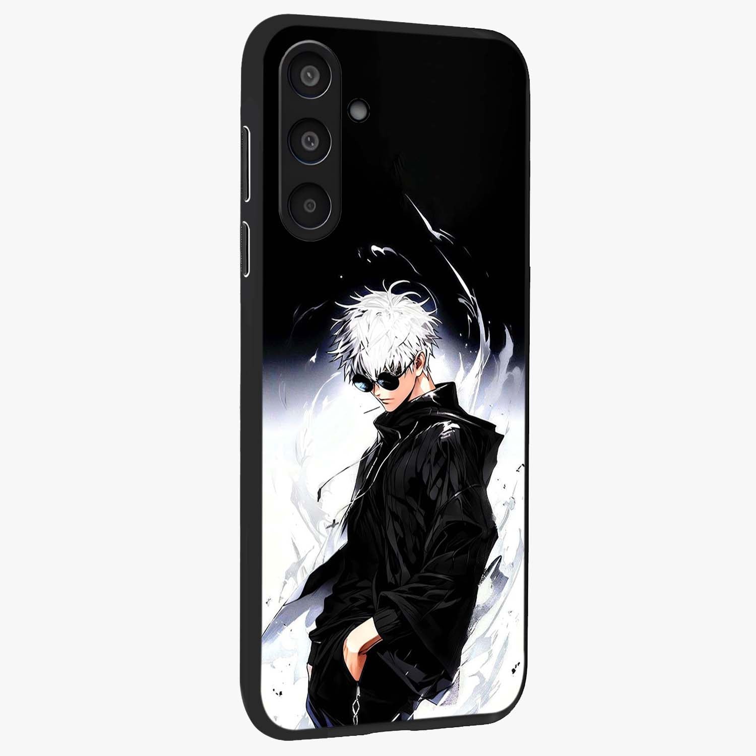 Limitless Shadow King Glass Case upright view showcasing bold shadow warrior artwork with epic fantasy theme.
