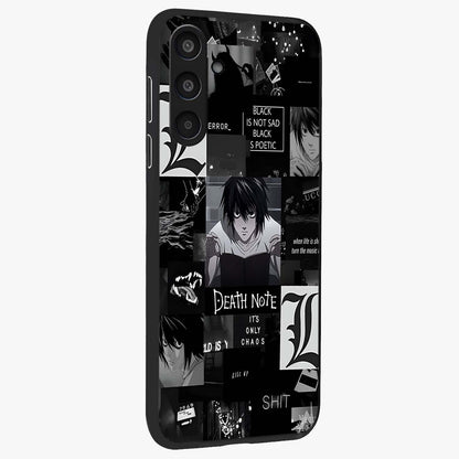 Midnight Chaos Mind Glass Case upright view showcasing expressive abstract artwork with bold dark theme.