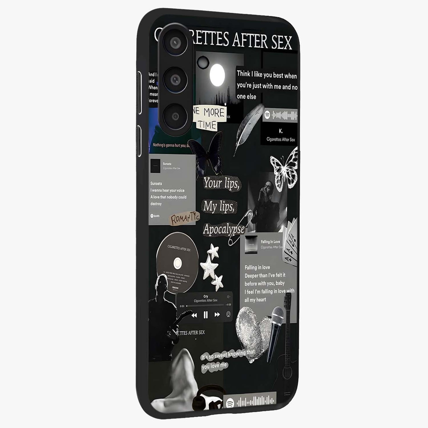Midnight Love Echo Glass Case upright view showcasing expressive romantic artwork with dreamy midnight theme.