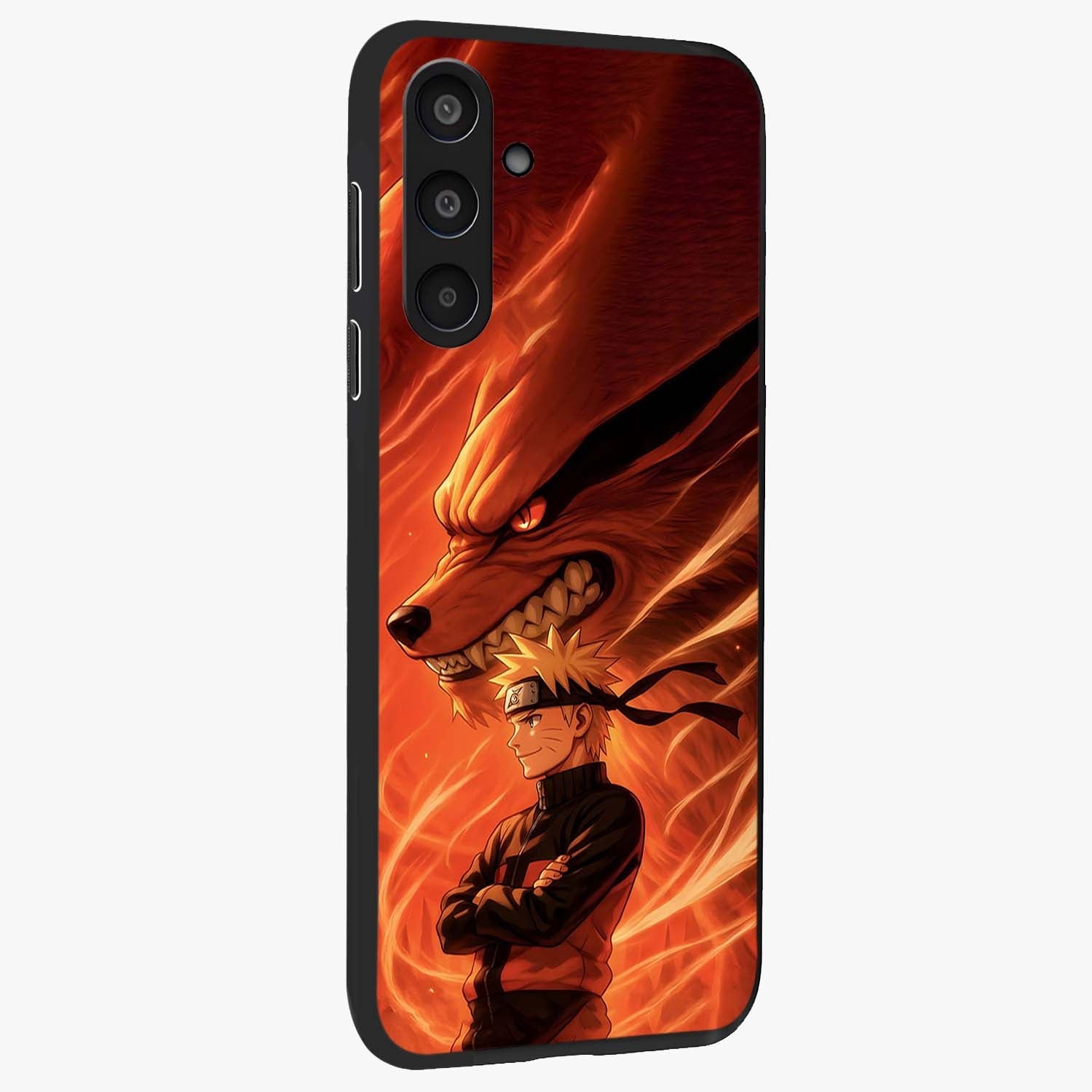 Nine Tails Legacy Glass Case upright view showcasing dramatic nine-tails artwork with intense anime themed design.