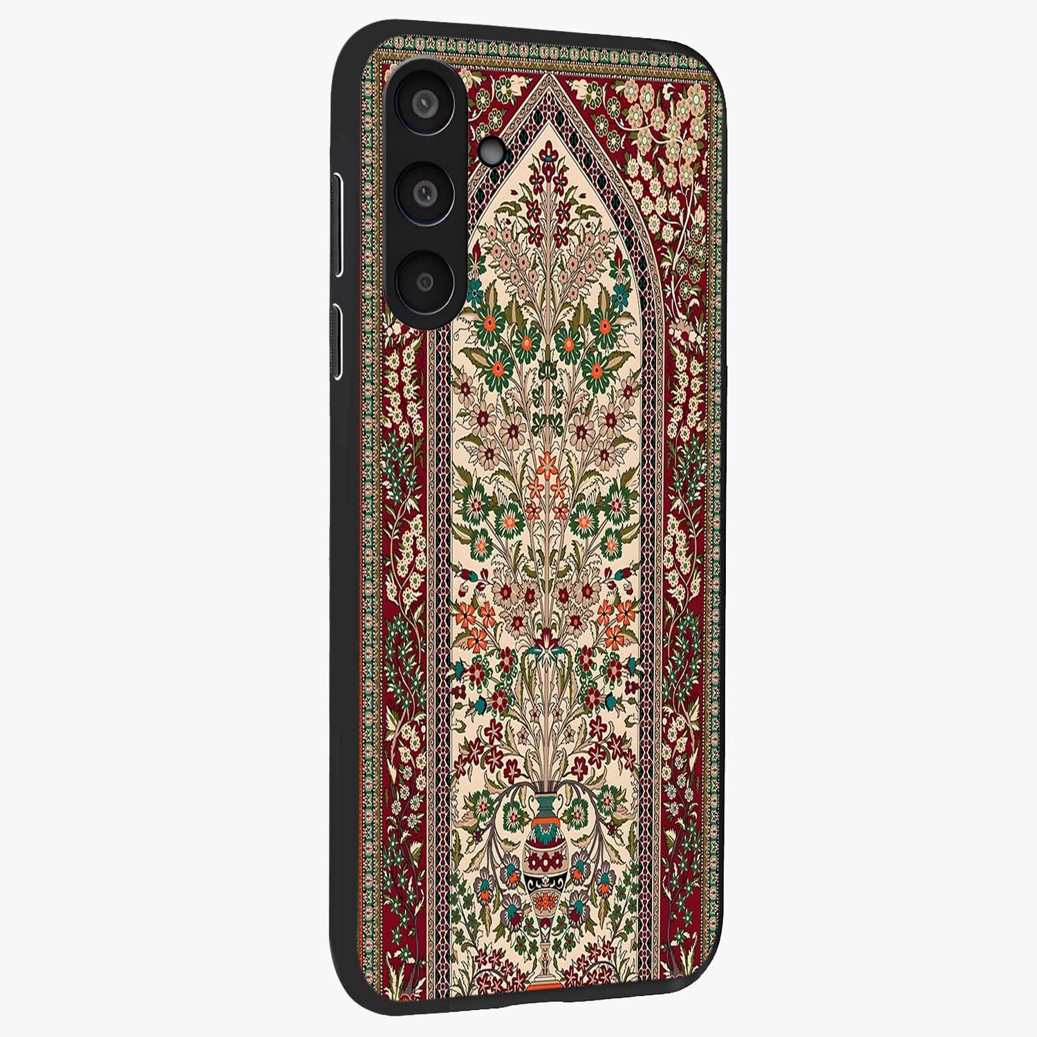 Persian Inspired Glass Case upright view showcasing decorative Persian artwork with rich heritage theme.