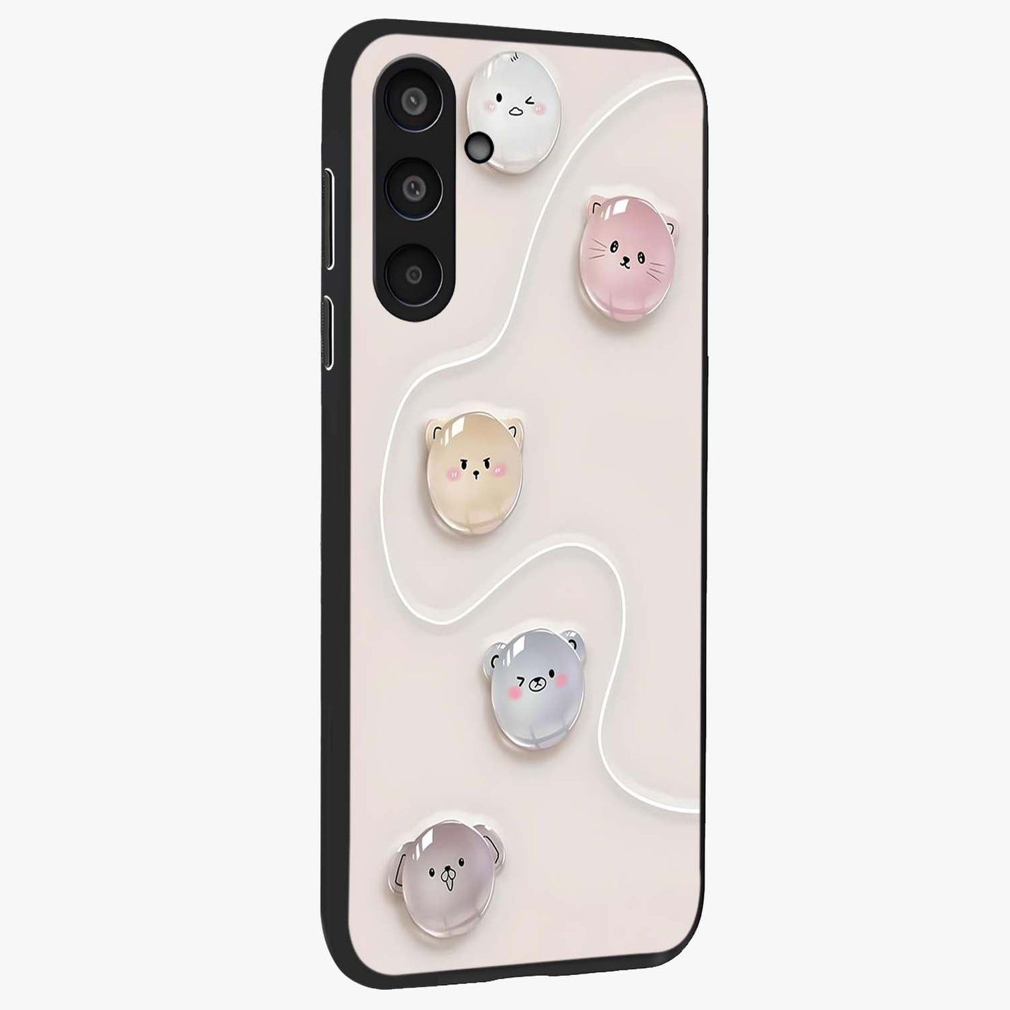 Puffy Face Parade Glass Case upright view showcasing adorable character artwork with cheerful animated theme.