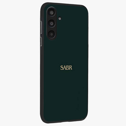 Sabr Minimal Patience Glass Case upright view showcasing calm minimalist artwork with motivational patience theme.