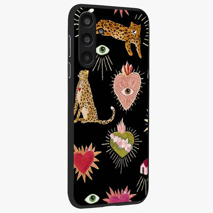 Sacred Jungle Heart Glass Case upright view showcasing vibrant jungle artwork with symbolic heart theme.