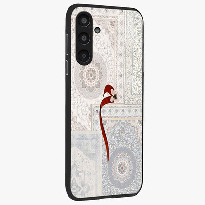 White Aesthetic Bow Glass Case upright view showcasing delicate ribbon bow artwork with cute minimalist theme.