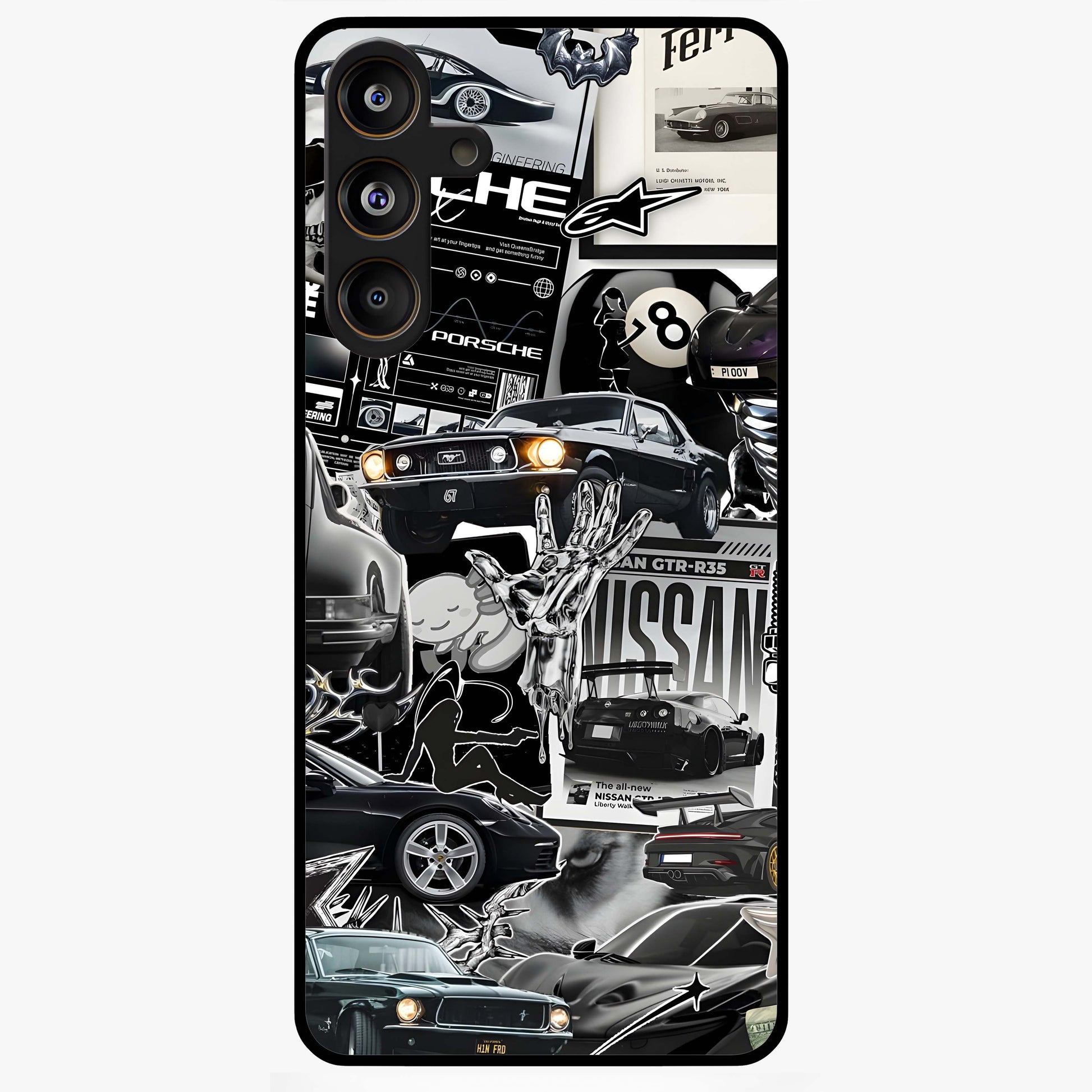 Aesthetic Dark Love Glass Case showing flat back view with dark romantic artwork and glossy glass finish.
