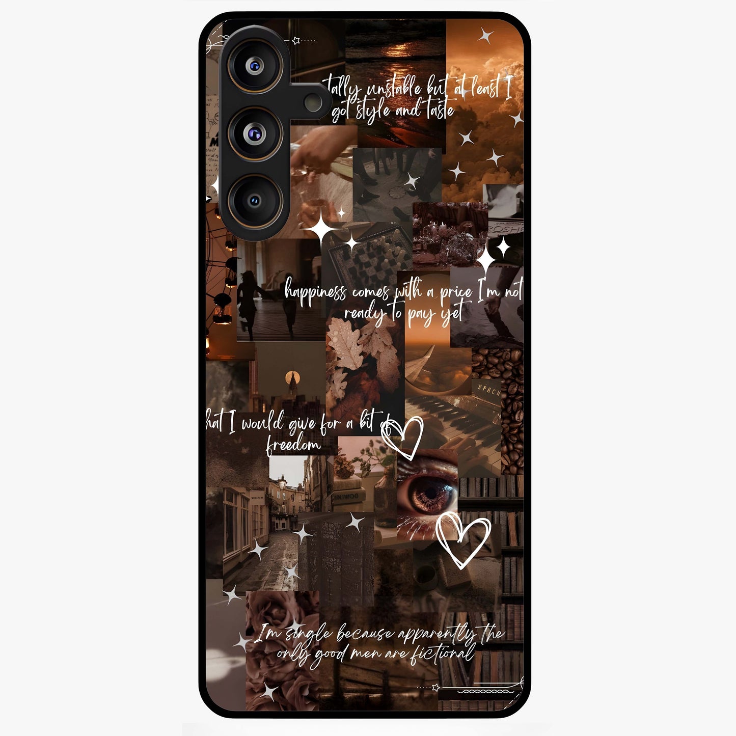 Bittersweet Aesthetic Chaos Glass Case showing flat back view with artistic chaotic aesthetic design and glossy glass finish.