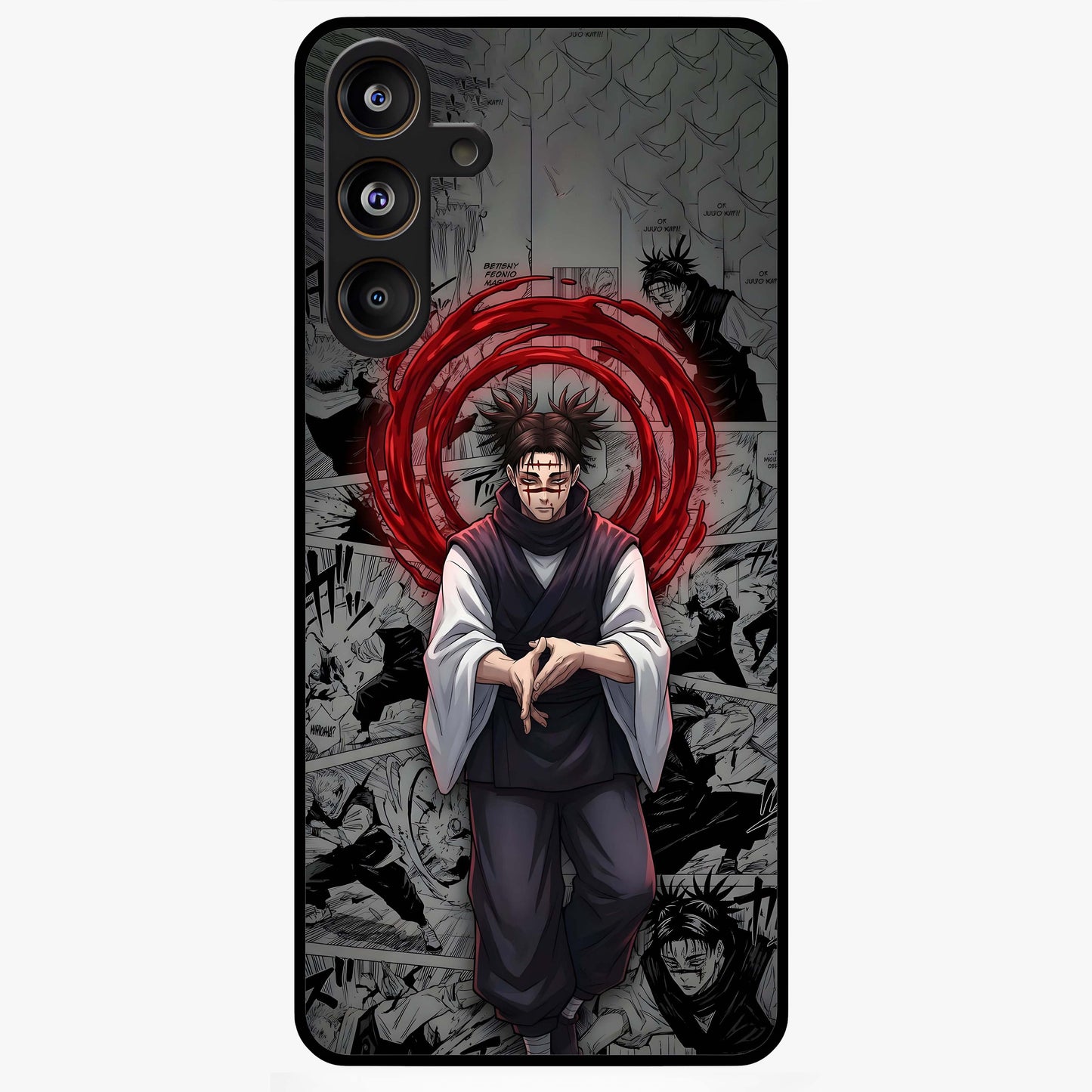 Cursed Ritual Ascension Glass Case showing flat back view with dark ritual themed artwork and glossy glass finish.