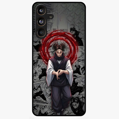 Cursed Ritual Ascension Glass Case showing flat back view with dark ritual themed artwork and glossy glass finish.