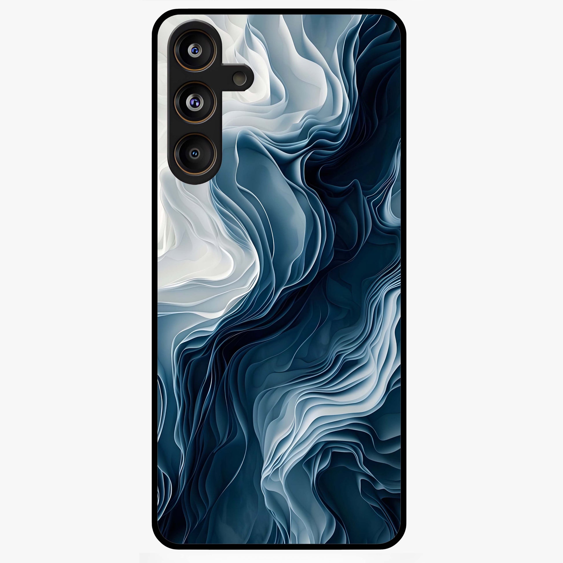 Ethereal Paper Marble Glass Case showing flat back view with soft marble paper texture artwork and glossy glass finish.