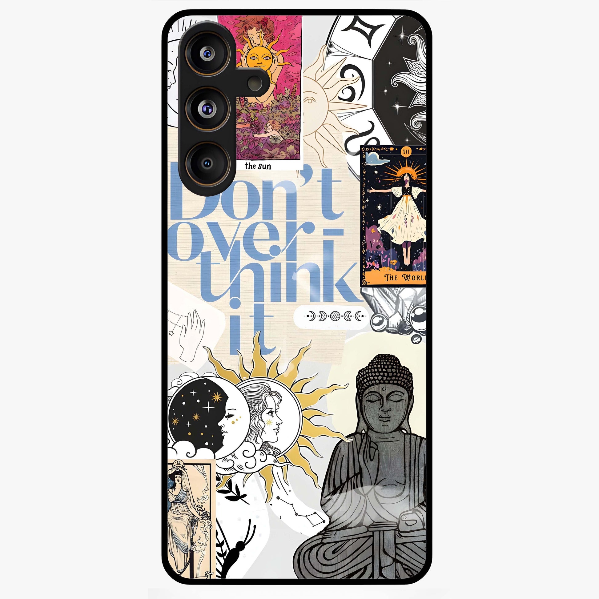Ethereal Thoughts Glass Case showing flat back view with dreamy artistic artwork and glossy glass finish.