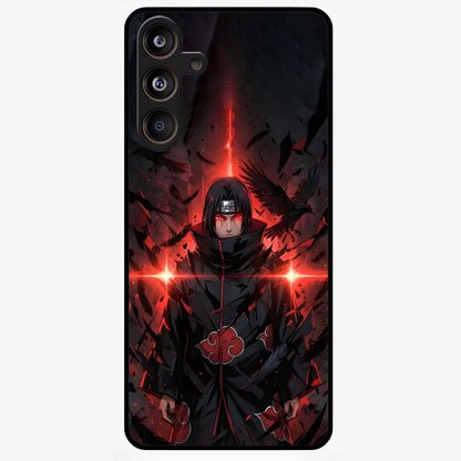 Focused Blade Discipline Glass Case showing flat back view with warrior sword themed artwork and glossy glass finish.