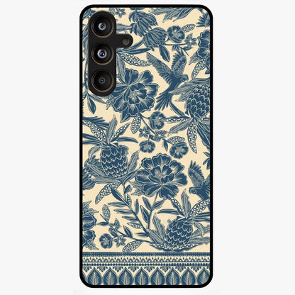 Heirloom Wild Bloom Glass Case showing flat back view with vintage inspired wild flower artwork and glossy glass finish.
