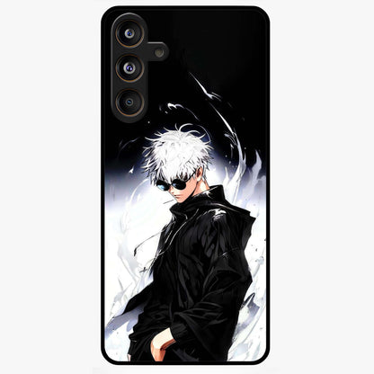 Limitless Shadow King Glass Case showing flat back view with powerful shadow warrior artwork and glossy glass finish.