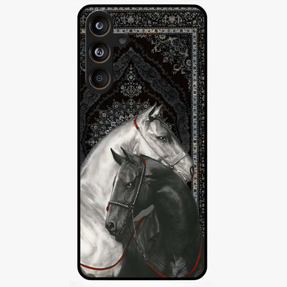 Majestic Ride Legacy Glass Case showing flat back view with powerful automotive inspired artwork and glossy glass finish.