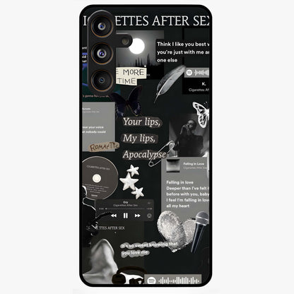 Midnight Love Echo Glass Case showing flat back view with romantic midnight themed artwork and glossy glass finish.