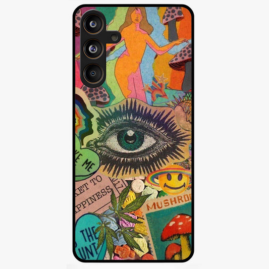 Mystic Eye Wonderland Glass Case showing flat back view with mystical eye themed artwork and glossy glass finish.